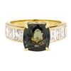 Image 2 : 6.62 ctw Square Cushion Mixed Color Change Sapphire And Emerald Cut Diamond Ring