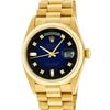 Image 2 : Rolex Mens 18K Yellow Gold Blue Vignette Diamond Quickset President Wristwatch