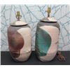 Image 1 : Qty 2 Ceramic Lamp Bases w/ Lids (No shades) Approx. 12"D x 22" & 24"H