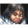 Image 2 : Native American Child Portrait Artwork in Wooden Frame 21"x15"
