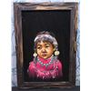 Image 1 : Native American Child Portrait Artwork in Wooden Frame 21"x15"