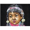 Image 2 : Native American Child Portrait Artwork in Wooden Frame 21"x15"