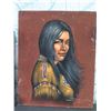Image 2 : Qty 2 Native American Artwork: Female Portrait & Coyote Signed by Artists 20"x16" (Unframed)