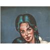 Image 2 : Native American Mother & Child Portrait Artwork, Signed, in Wooden Frame 40"x31" (Termite damage)