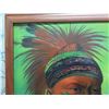 Image 2 : Native American Male in Ceremonial Garb Artwork, Signed, in Wooden Frame 39"x27"