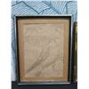 Image 2 : Qty 4 Artwork: Woman of Sandwich Islands & 2 Sketches (Framed) & Abstract (Unframed), Misc Size