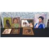 Image 1 : Qty 7 Native American Artwork: Portraits, Village, etc Some Framed, Some Signed, Misc Size