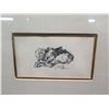 Image 2 : Qty 2 Framed Artwork: 2 Males on Horseback & Animal Drawing Signed by Artist 17"x14"