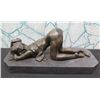 Image 1 : European Finest Bronze Kneeling Nude Female Figure on Base  17"L x 7"H