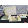 Image 1 : Qty 6 Unframed Artwork: Landscapes, Park Scene, Sunset, Portrait, etc Misc Size