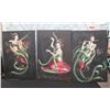 Image 1 : Qty 3 Unframed Female Musician & Dancer Artwork 36"x24"