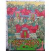 Image 1 : Unframed Village Scene Artwork Signed by Artist M.D. Suka 'bud' Bali 35"x29" (frame damage)