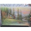 Image 2 : Qty 2 Unframed Artwork: Church City Scene & Cabin Signed Thomas Kinkade 36"x24"