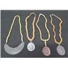 Image 1 : Qty 4 Bead Necklaces w/ Metal Pendants: Virtue-Peace-Honor, Fort Laramie Peace Council, etc