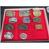 Image 1 : Qty 11 Belt Buckles: Hawaii, Surfing, Hula Dancing, Pineapple, etc in Display Case