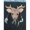 Image 2 : Qty 3 Native American Mask Wall Hangings, Headdress & 2 Beaded Necklaces