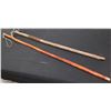 Image 1 : Qty 2 Walking Sticks: Finished Wood Marked CEM w/ Fish 56"L & Unfinished w/ Ram Head Handle 48"L