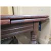 Image 13 : Wooden Table w/ Carved Legs & Leaf Ends 60"x38"x30"H (Some termite damage)