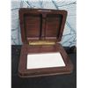 Image 2 : Wooden Box w/ Hinged Lid, Wall Mount Bull Horns & Loose Feathers