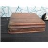 Image 8 : Wooden Box w/ Hinged Lid, Wall Mount Bull Horns & Loose Feathers