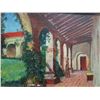 Image 2 : Courtyard Scene Oil Painting by E.A. Burbank, Framed & Matted 11"x9"