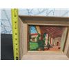 Image 8 : Courtyard Scene Oil Painting by E.A. Burbank, Framed & Matted 11"x9"