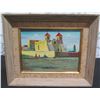 Image 1 : Mission Rancho de Taos New Mexico Oil Painting by E.A. Burbank, Framed & Matted 11"x9"