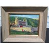 Image 1 : Old Indian Adobe Church New Mexico Oil Painting by E.A. Burbank, Framed & Matted 11"x9"