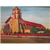 Image 2 : Mission Buenaventura Oil Painting by E.A. Burbank, Framed & Matted 11"x9"