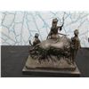 Image 9 : Bronze Nude Female Warrior w/ Bison Figure Signed Aldo Vitale 12"L x 13"H