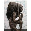 Image 2 : Indian Dancer in Headdress Figure on Stone Base Signed A. Godard 6"x4.5"x15"H