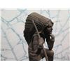 Image 2 : European Finest Bronze Indian Dancer in Headdress Figure on Stone Base Signed A. Godard 6"x4.5"x15"H