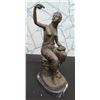 Image 1 : European Finest Bronze Nude Female w/ Bird Figure Signed by Artist 5"x7"x15"