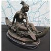 Image 1 : European Finest Bronze Nude Indian Female in Canoe Figure Signed by Milo