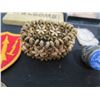 Image 8 : Carved Wooden Box w/ Indian Coins, Plaques, Figure, Jewelry, Key Rings, Patches, etc