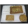 Image 1 : Qty 3 Metal Collectibles: Carved Ashtray, Lighter & Match Box Holder