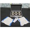 Image 1 : Qty 6 Obut ATX 650 Petanque Boule Balls in Metal Carry Case 11"L