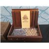 Image 8 : Qty 3 Wooden Game Boxes: Burkewood, Chicken Ranch & Captain's Mistress w/ Dominos, etc