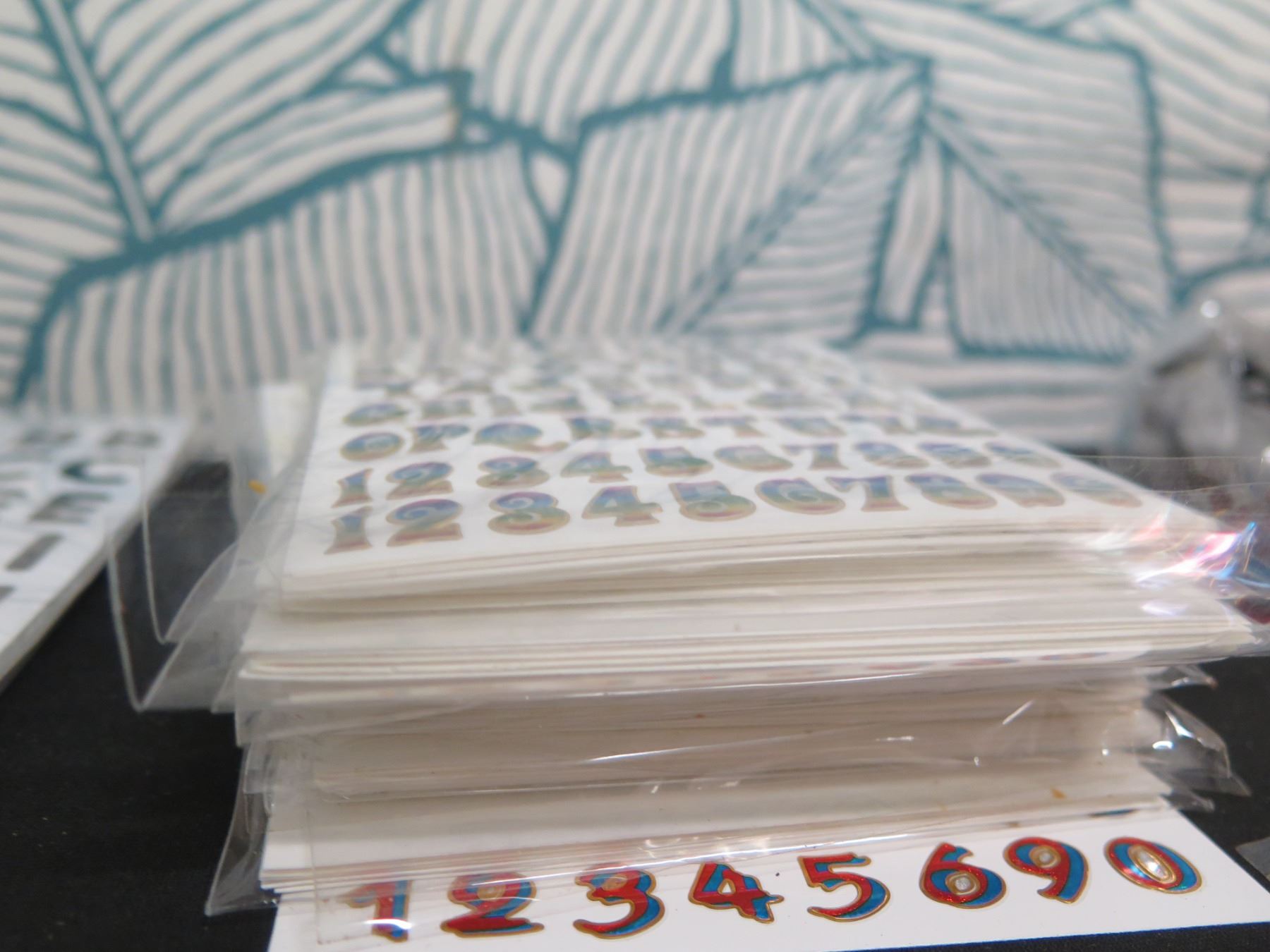 Multiple Packages Alphabet & Numeric Stickers, Badge Necklaces, etc