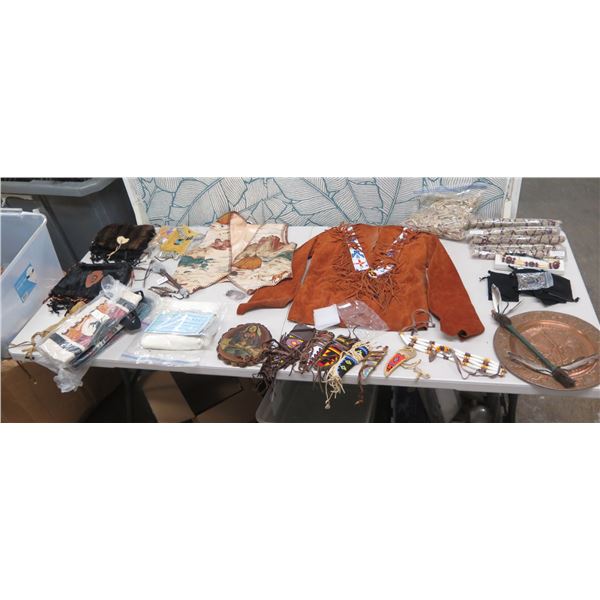 Fringed Shirt, Village Theme Vest, Beaded Sheaths, Dakota White Sage, Bags, etc