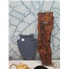 Image 10 : Fringed Tribal Throw & Belt, Wooden Tiki, Horse Plaque, Neck Piece, etc Some Signed