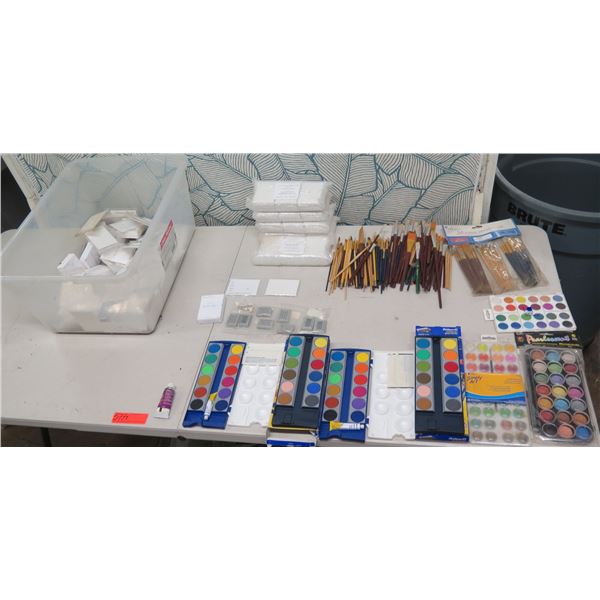 Multiple Watercolor Paints & Brushes, Canvas Panels, Prismacolor Kneaded Rubber, etc