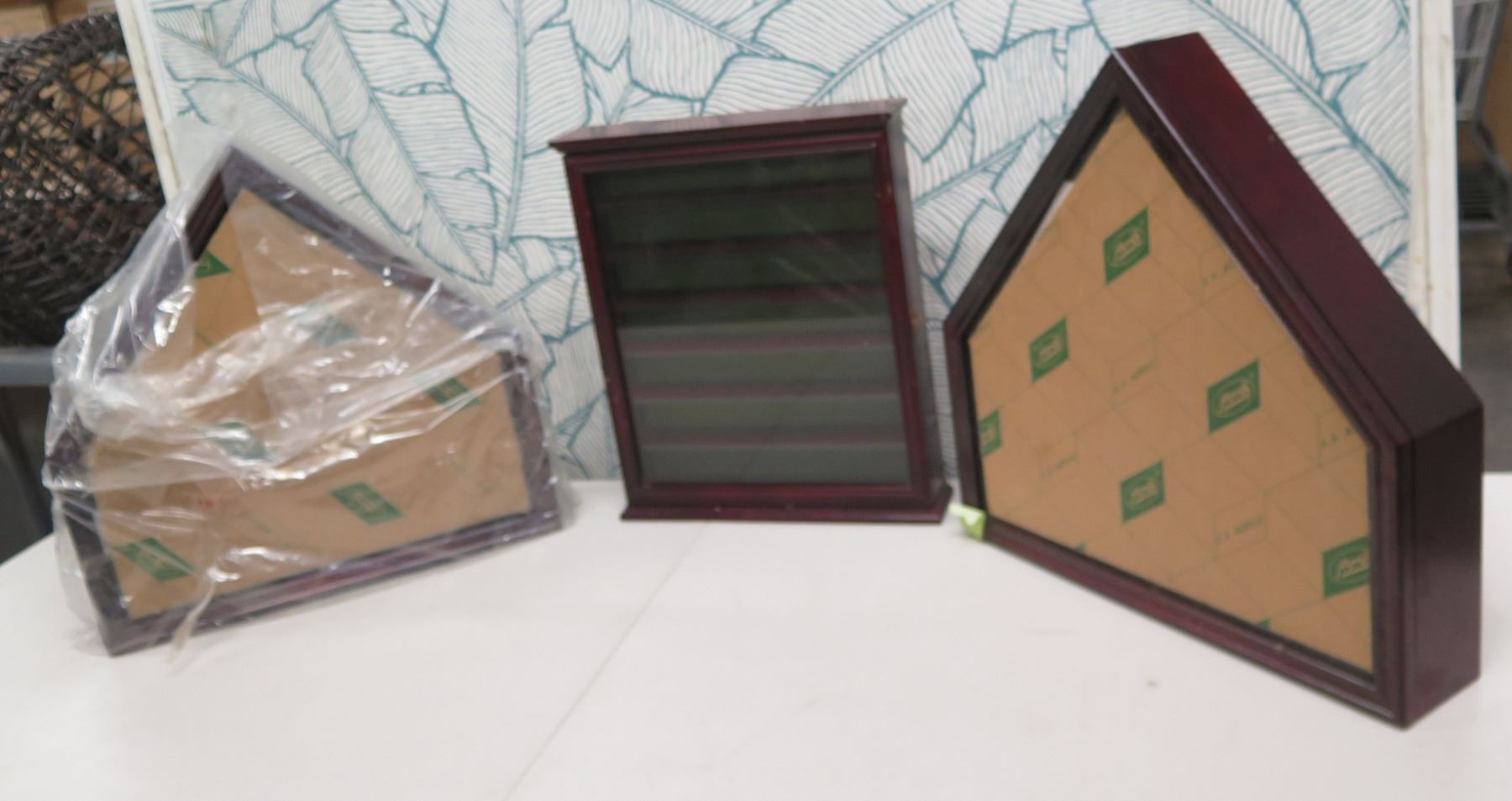 Qty 3 Wooden Display Cases: Square 14