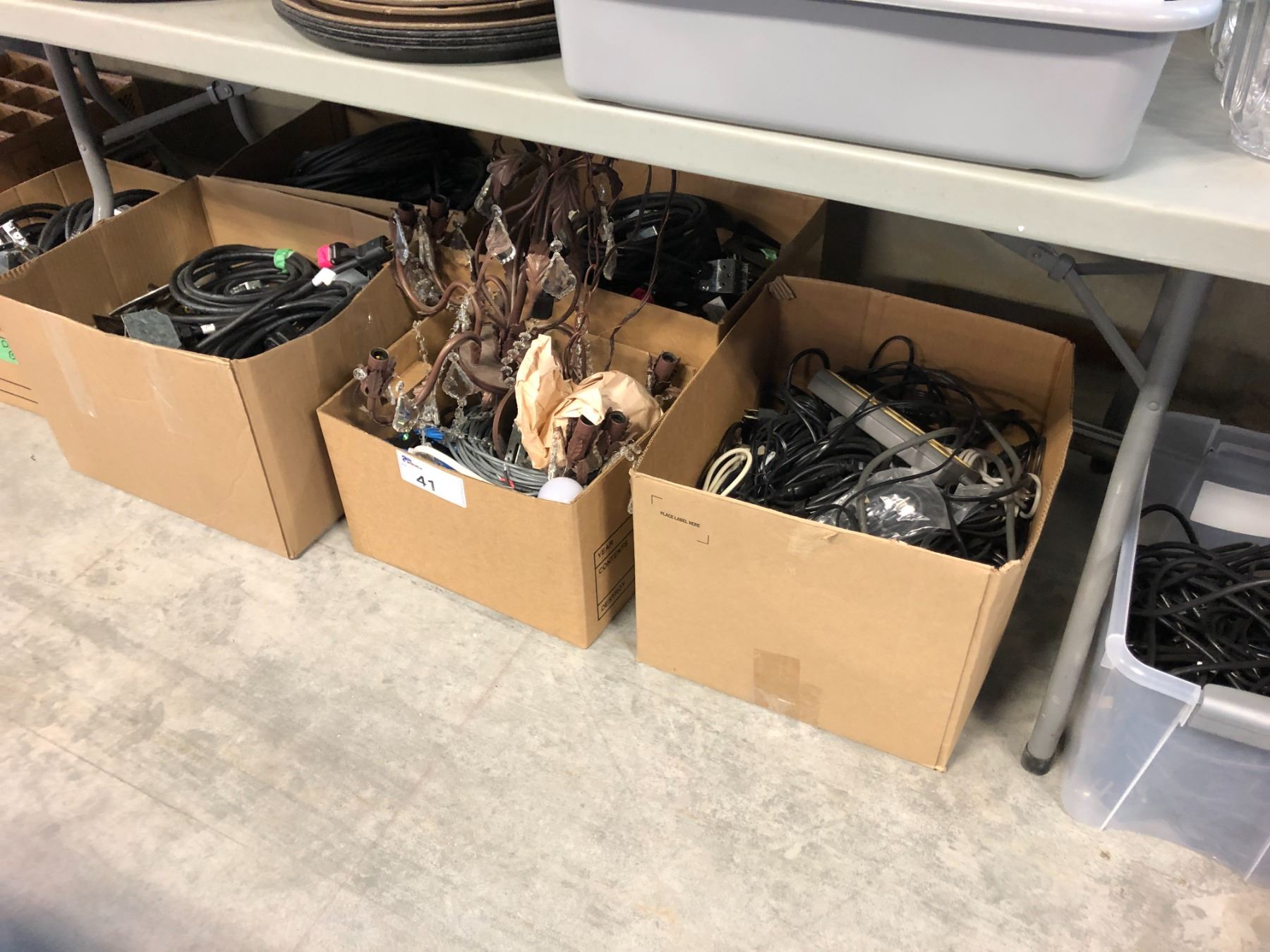 Fixture Outlet PROP LOT OF 7 BOXES OF ASSORTED ELECTRICAL WIRING, OUTLETS, POWER BARS ...