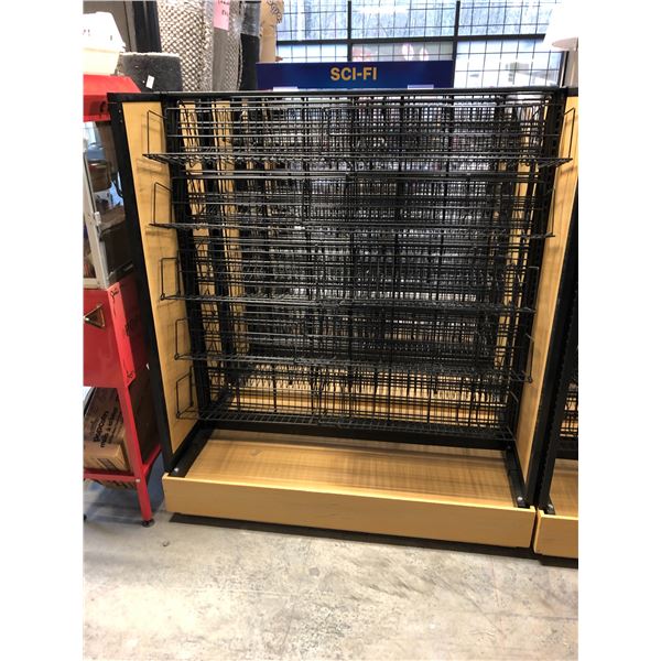 PROP LOT OF 4 ASSORTED LIGHT WOOD/BLACK METAL MOBILE COMMERCIAL DISPLAY ...