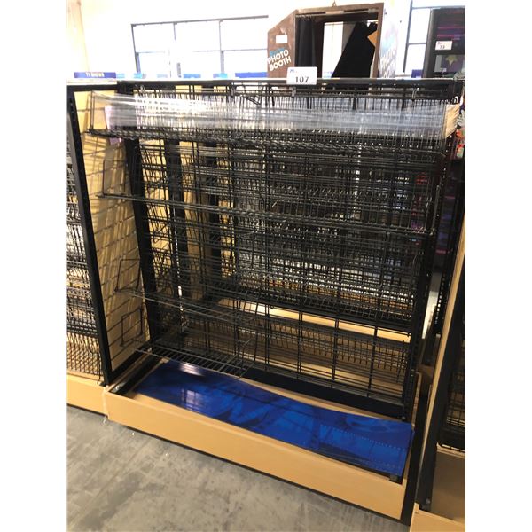 PROP LOT OF 2 ASSORTED LIGHT WOOD/BLACK METAL MOBILE COMMERCIAL DISPLAY ...