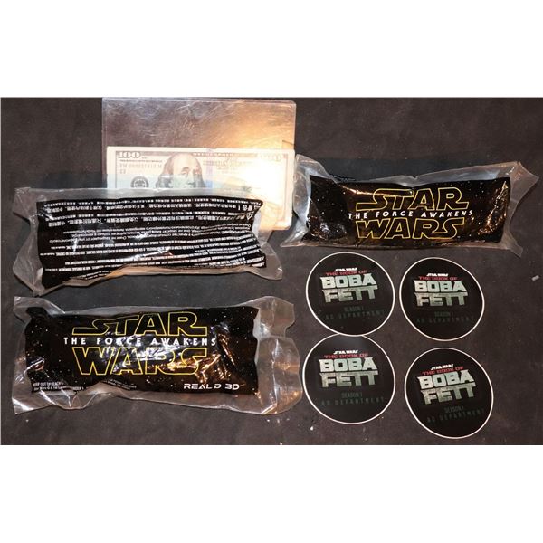 STAR WARS BOBA FETT & THE FORCE AWAKENS PREMIUMS GIVEN OUT AT PREMIERES LOT OF 7