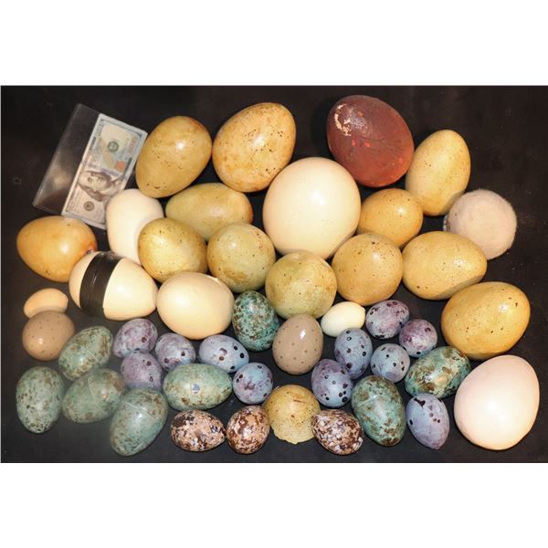 DINOSAUR OSTRICH EMU AND OTHER EGGS EASTER LOT OF 45