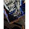 Image 8 : 2 BOXRS OF TOOLS, HARDWARE, DRILL BITS, VICE, HAMMER, BOLTS