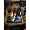 Image 1 : BOX OF HAND TOOLS, AND SHOP SUPPLIES SOME NEW